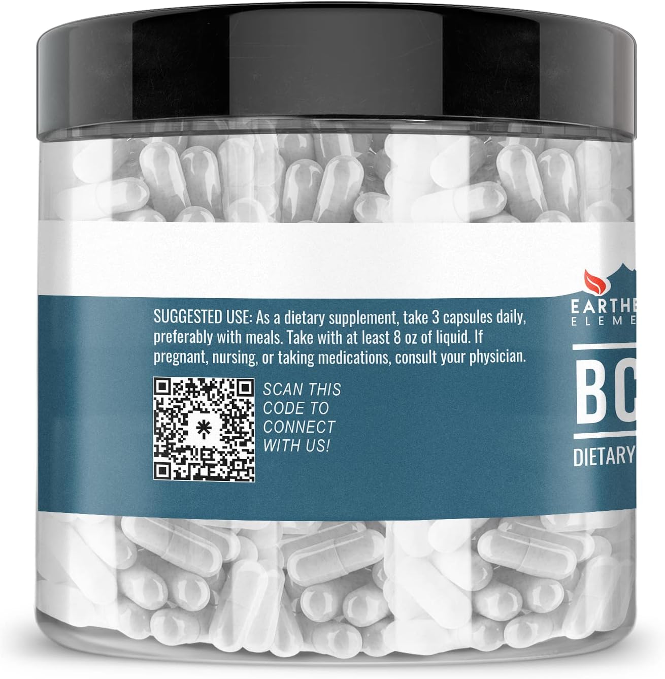 Pure & Undiluted Earthborn Elements BCAA Capsules - 200 Count, Additive-Free