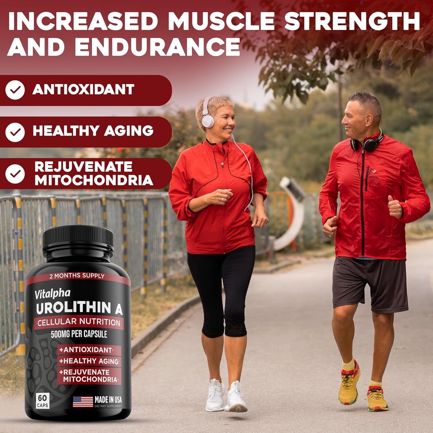 Pure Urolithin A Supplement for Anti-Aging & Energy Boost - Enhanced Mitochondrial Health Support - 60 Capsules for Men & Women