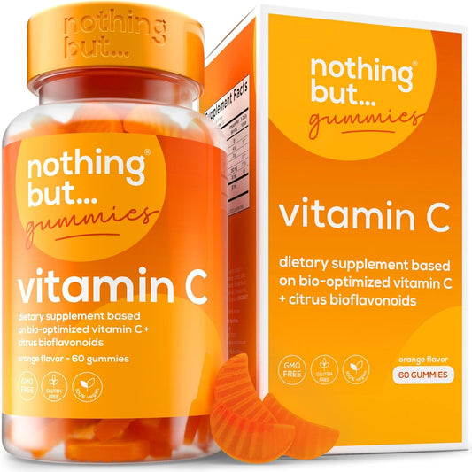 Pure Vitamin C Gummies for Adults - Immune Support Supplement with Collagen - Vegan Orange Flavored Chewable Gummies for Men and Women - 60 Count