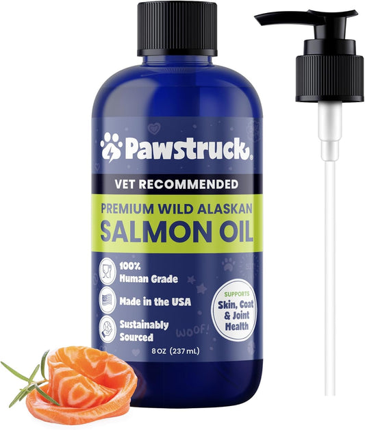 Pure Wild Alaskan Salmon Oil for Dogs & Cats - Omega 3 & 6 Supplement with EPA DHA Fatty Acids for Immune Support