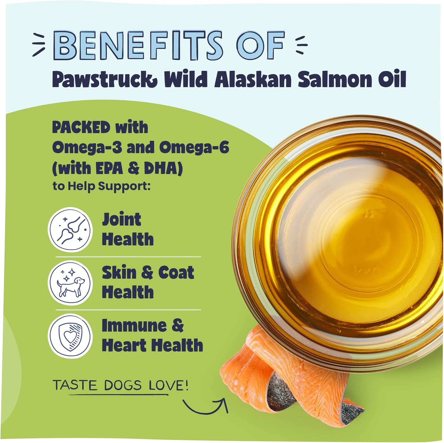 Pure Wild Alaskan Salmon Oil for Dogs & Cats - Omega 3 & 6 Supplement with EPA DHA Fatty Acids for Immune Support
