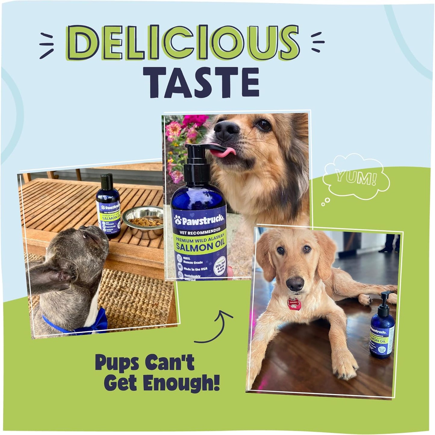Pure Wild Alaskan Salmon Oil for Dogs & Cats - Omega 3 & 6 Supplement with EPA DHA Fatty Acids for Immune Support
