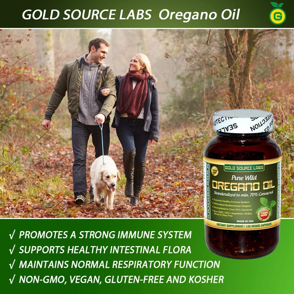 Pure Wild Oregano Oil Capsules - 120 Liquid Veggie Softgels - 70% Carvacrol for Immune Health - Non GMO, Vegan, Gluten Free