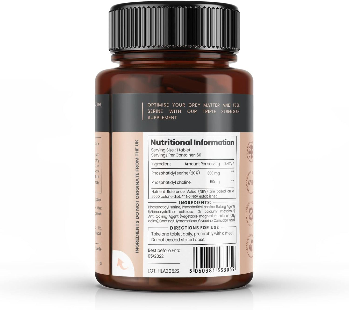 pureclinica Triple Strength Phosphatidyl Serine and Choline Supplement - 60 Tablets