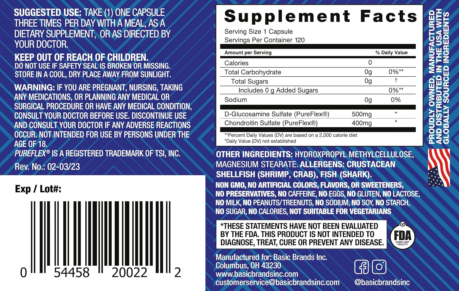 Pureflex Glucosamine Chondroitin - Joint Support Supplement for Flexibility & Mobility - 240 Capsules