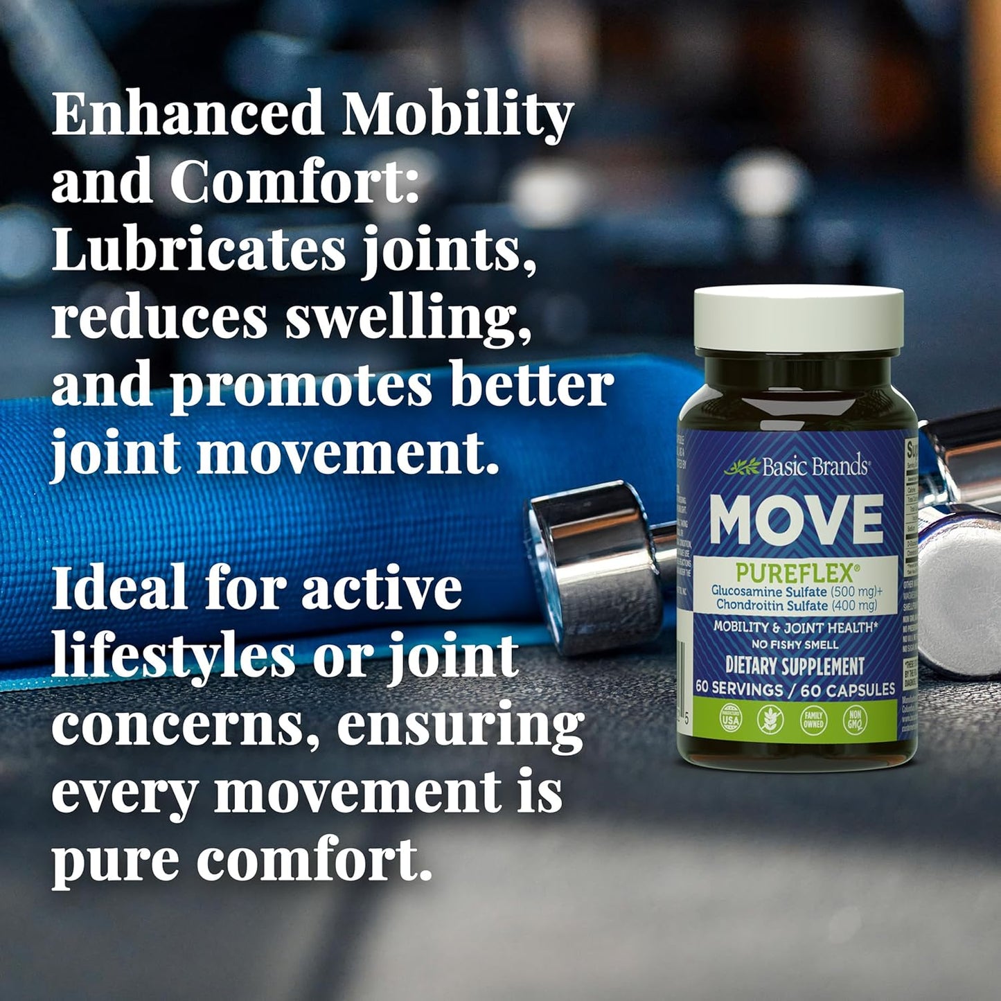 Pureflex Glucosamine Chondroitin Joint Support Supplement - 120 Capsules - Enhances Flexibility and Mobility - 2 Bottles