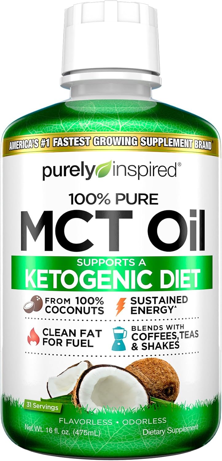 Purely Inspired MCT Oil - Non-GMO Coconut Oil Source | Keto & Paleo Support | Energy Boost | Blends with Coffee, Tea, Shakes | 16 oz