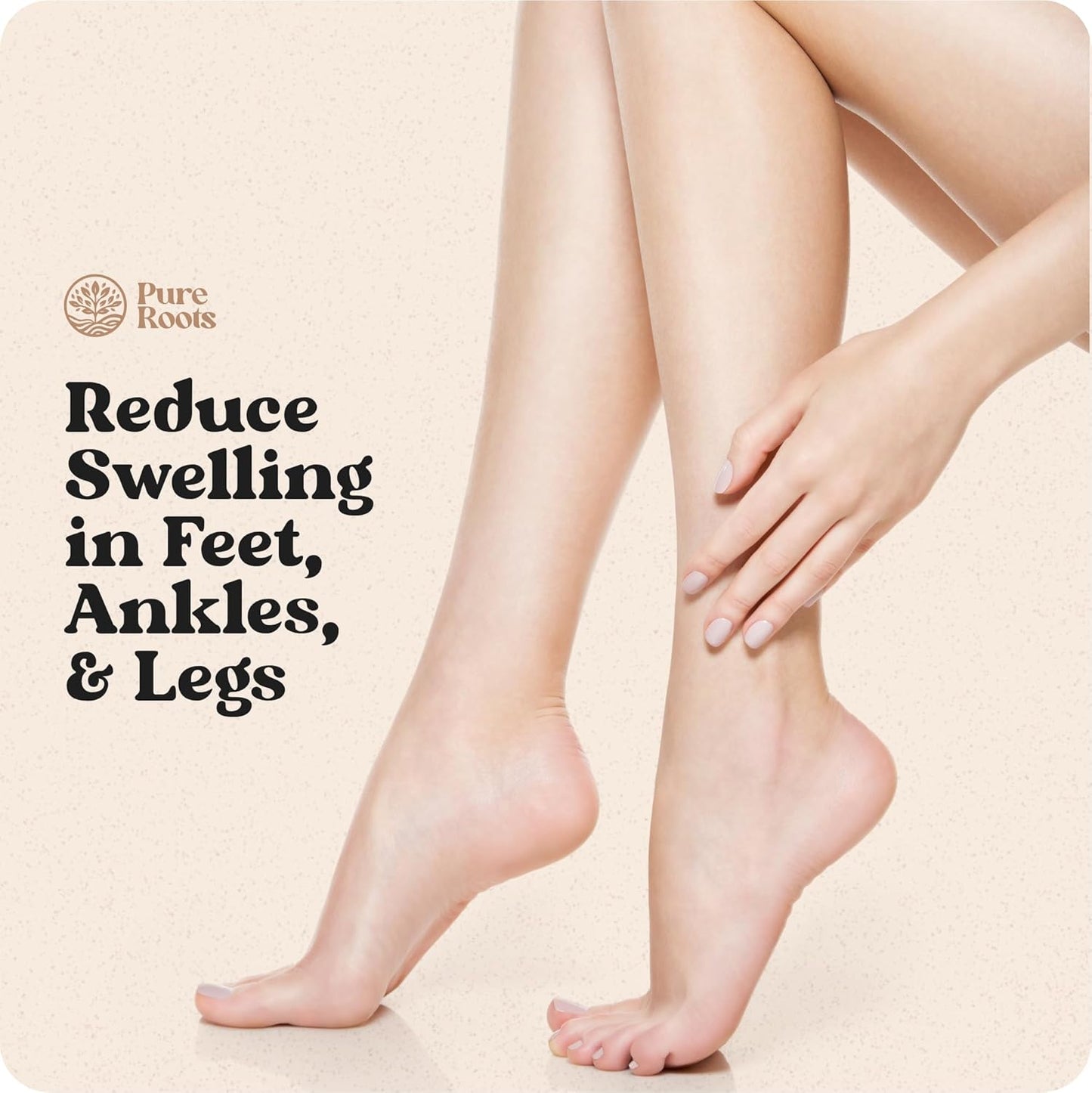 PureRoots Natural Diuretic Water Pills for Swollen Legs & Feet - Caffeine-Free Formula with Biotrim & Dandelion Root - Reduce Water Retention in Legs & Feet