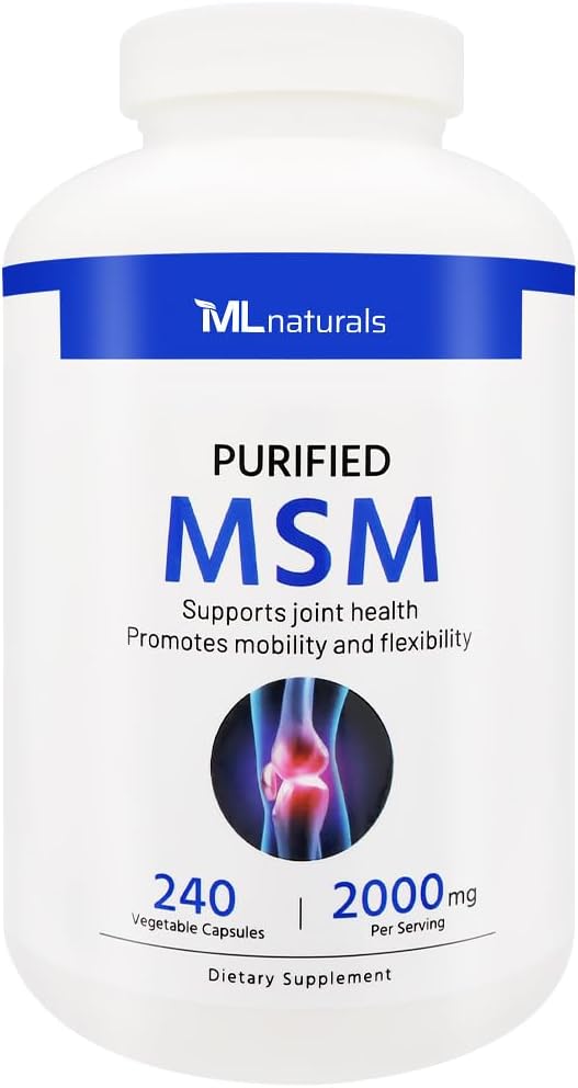 Purified MSM 2000 mg 240 Vegetable Capsules for Joint Health by ML Naturals