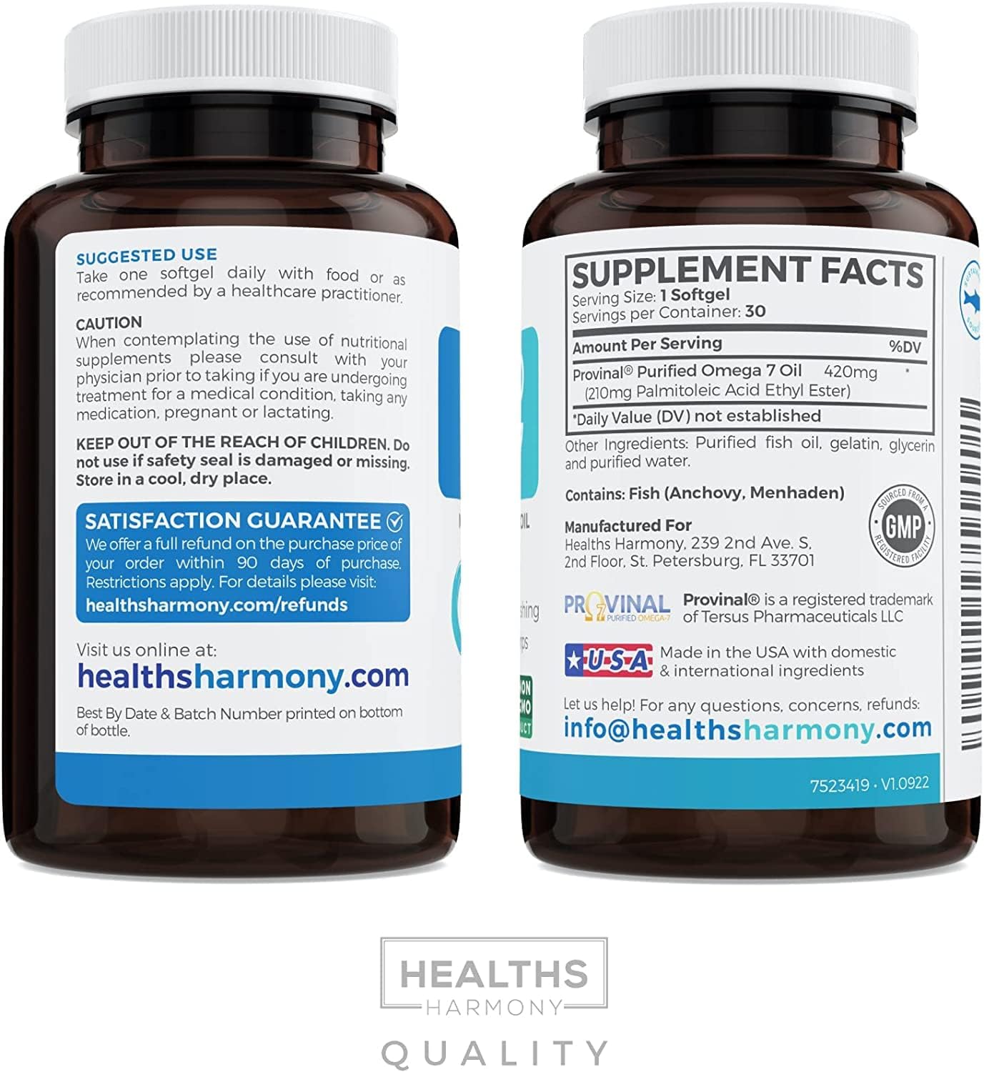 Purified Omega 7 & Hawthorn Berry Cardio Care Bundle - Non-GMO Softgels & Vegan Capsules