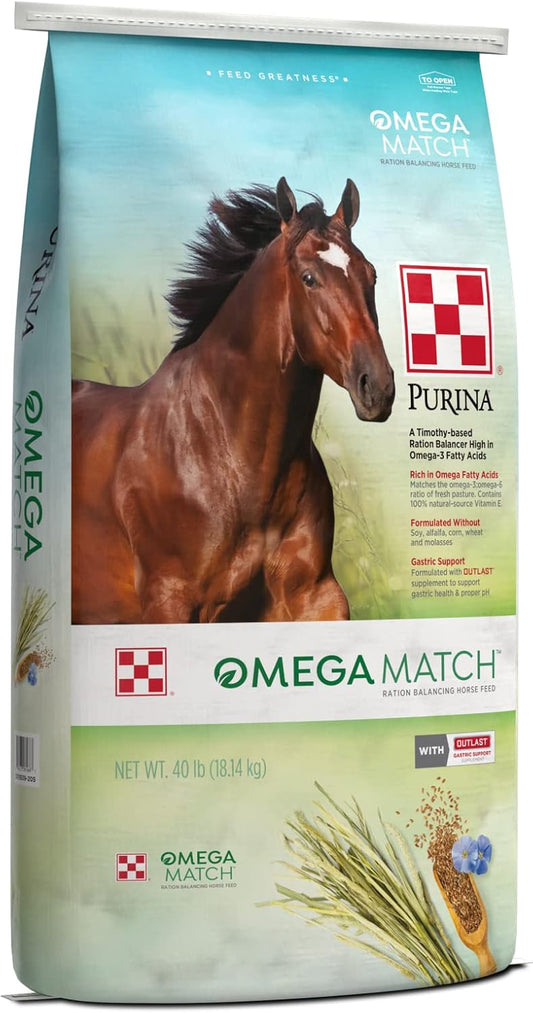 Purina Omega Match Horse Feed 40 lb Bag for Ration Balancing
