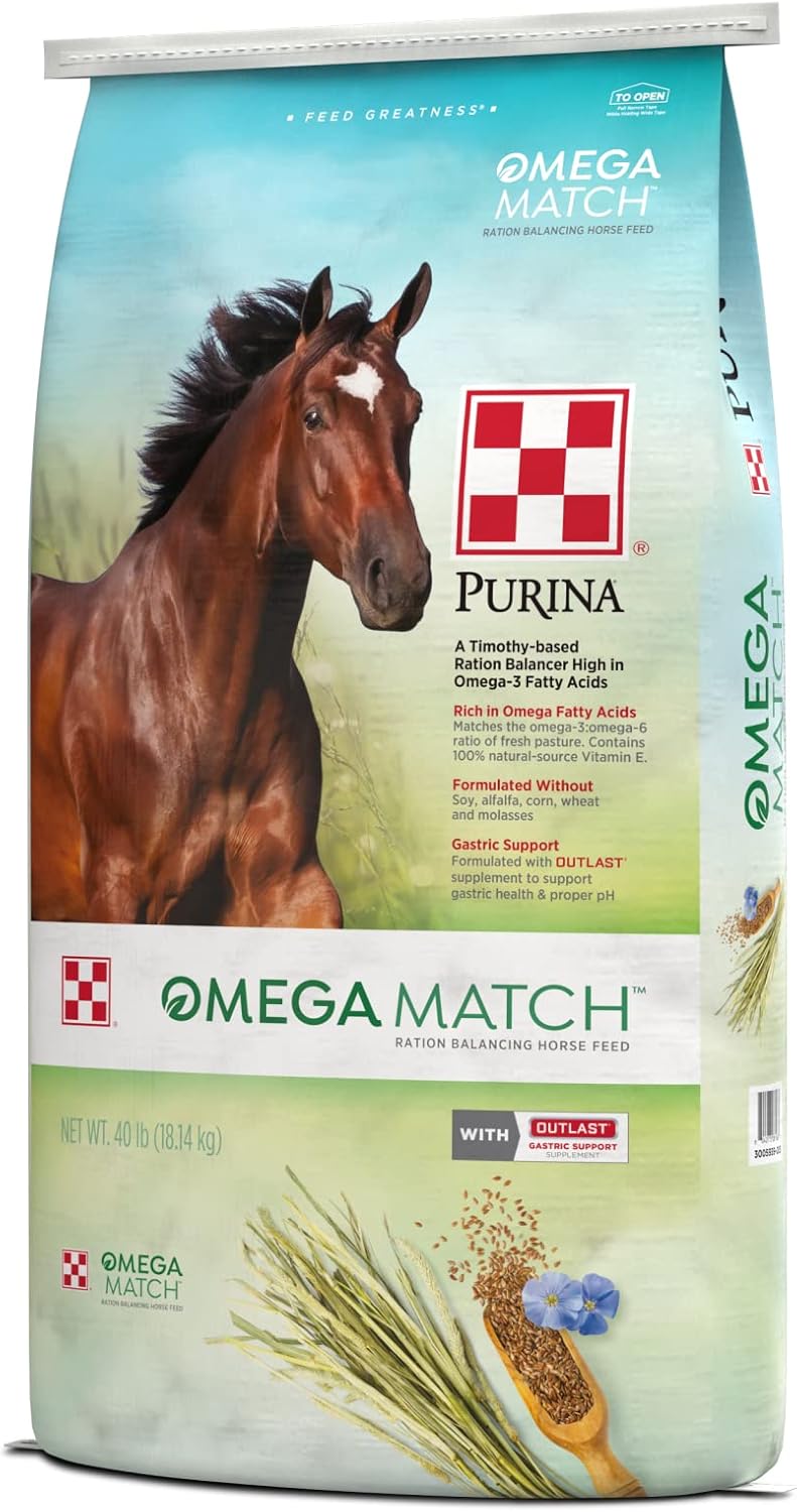 Purina Omega Match Horse Feed 40 lb Bag for Ration Balancing