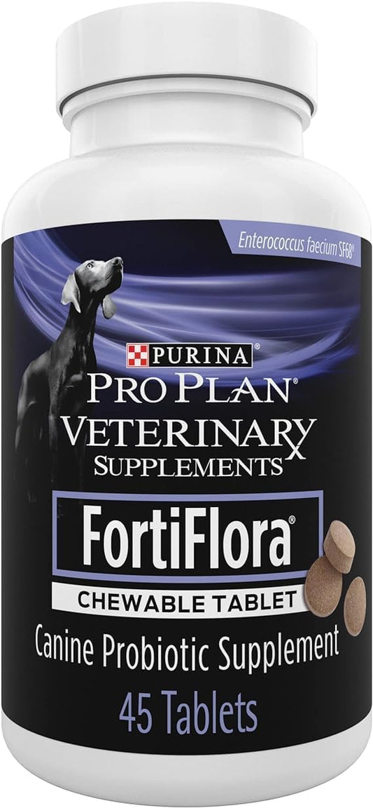 Purina Pro Plan Veterinary Supplements FortiFlora Chewable Dog Probiotic 45 ct. Tablets for Digestive Health