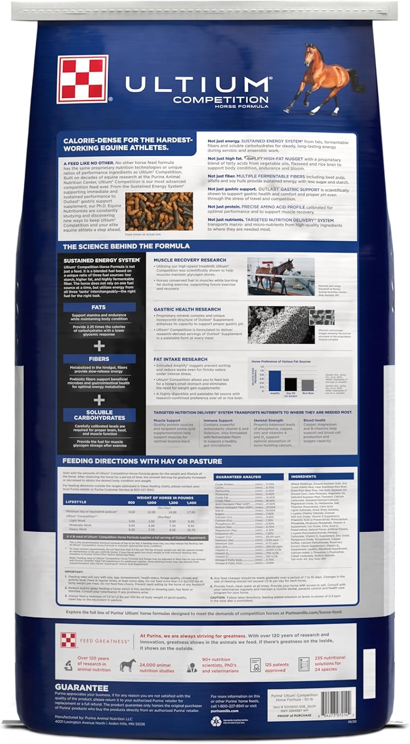 Purina Ultium Competition Horse Formula 50 lb Bag - High-Quality Horse Feed