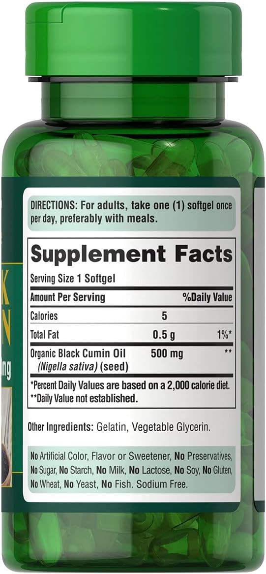 Puritan's Pride Black Seed Oil with Cumin Softgels - 500mg, 60 Count