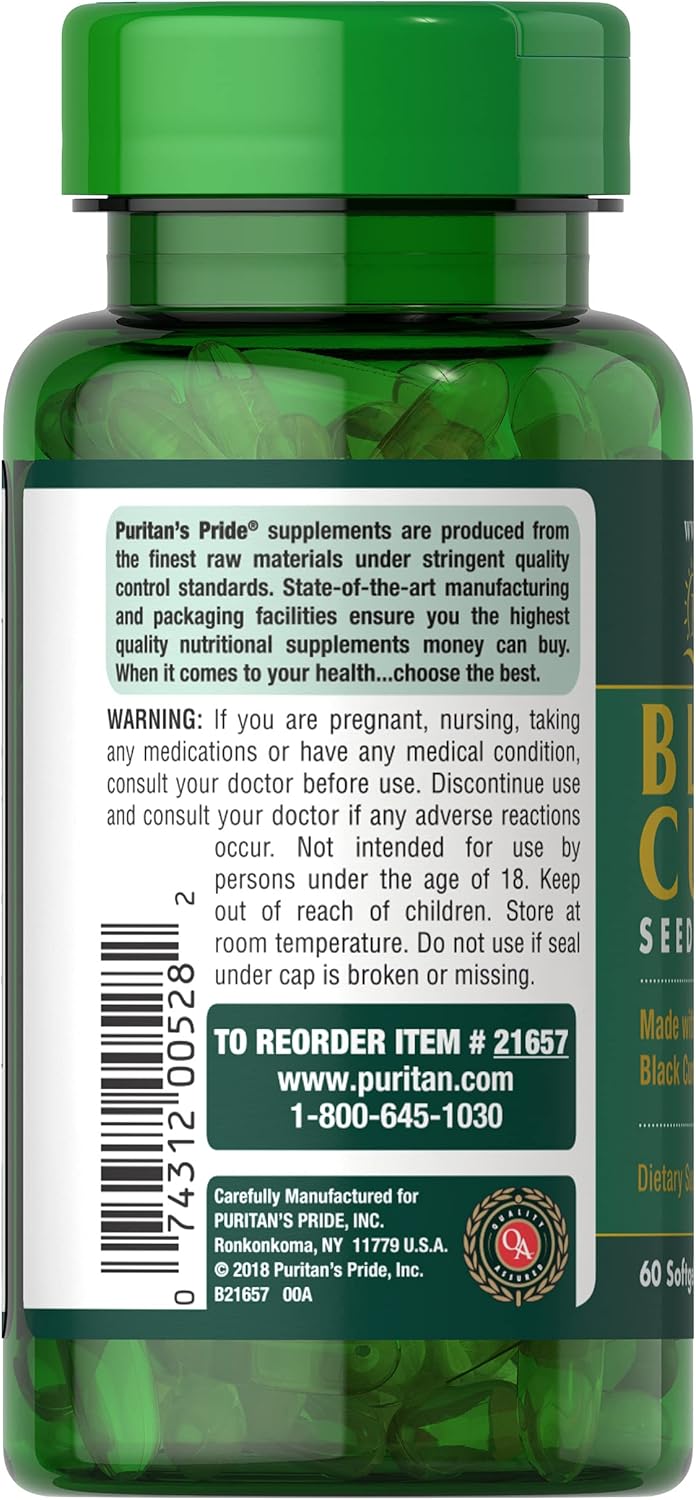 Puritan's Pride Black Seed Oil with Cumin Softgels - 500mg, 60 Count