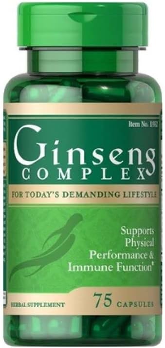 Puritan's Pride Ginseng Complex Supplement - 75 Capsules for Energy and Immune Support