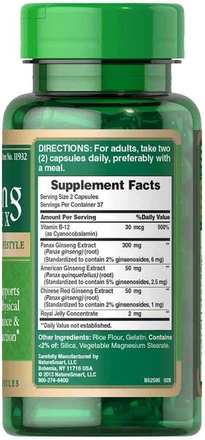 Puritan's Pride Ginseng Complex Supplement - 75 Capsules for Energy and Immune Support
