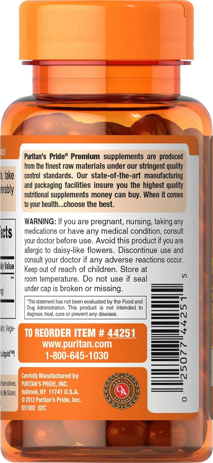 Puritan's Pride Lutein 40mg with Zeaxanthin Softgels - 120 Count Pack