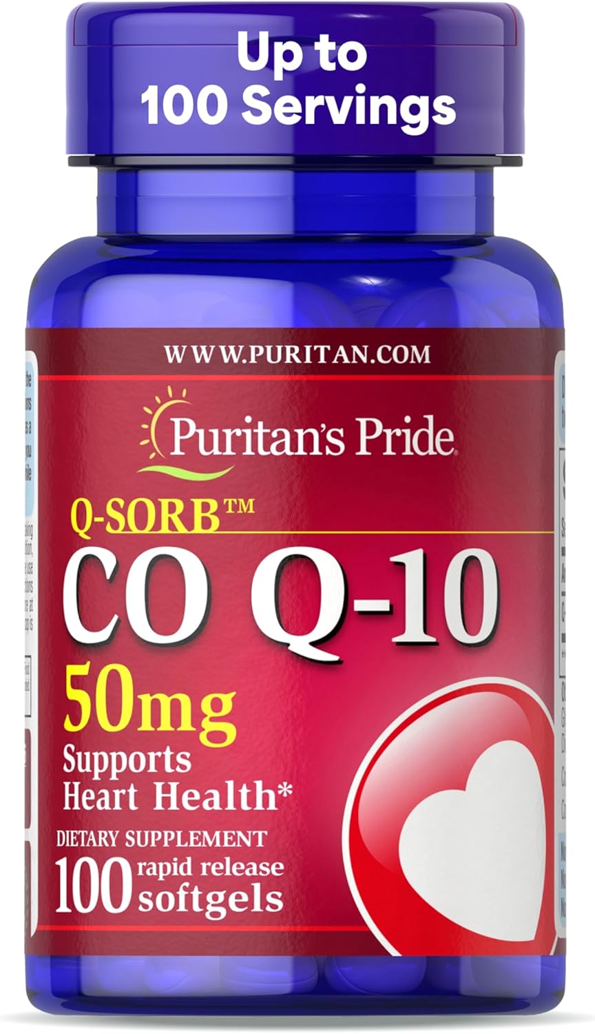 Puritan's Pride Q-Sorb CoQ10 50mg Softgels for Heart Health - 100 Count