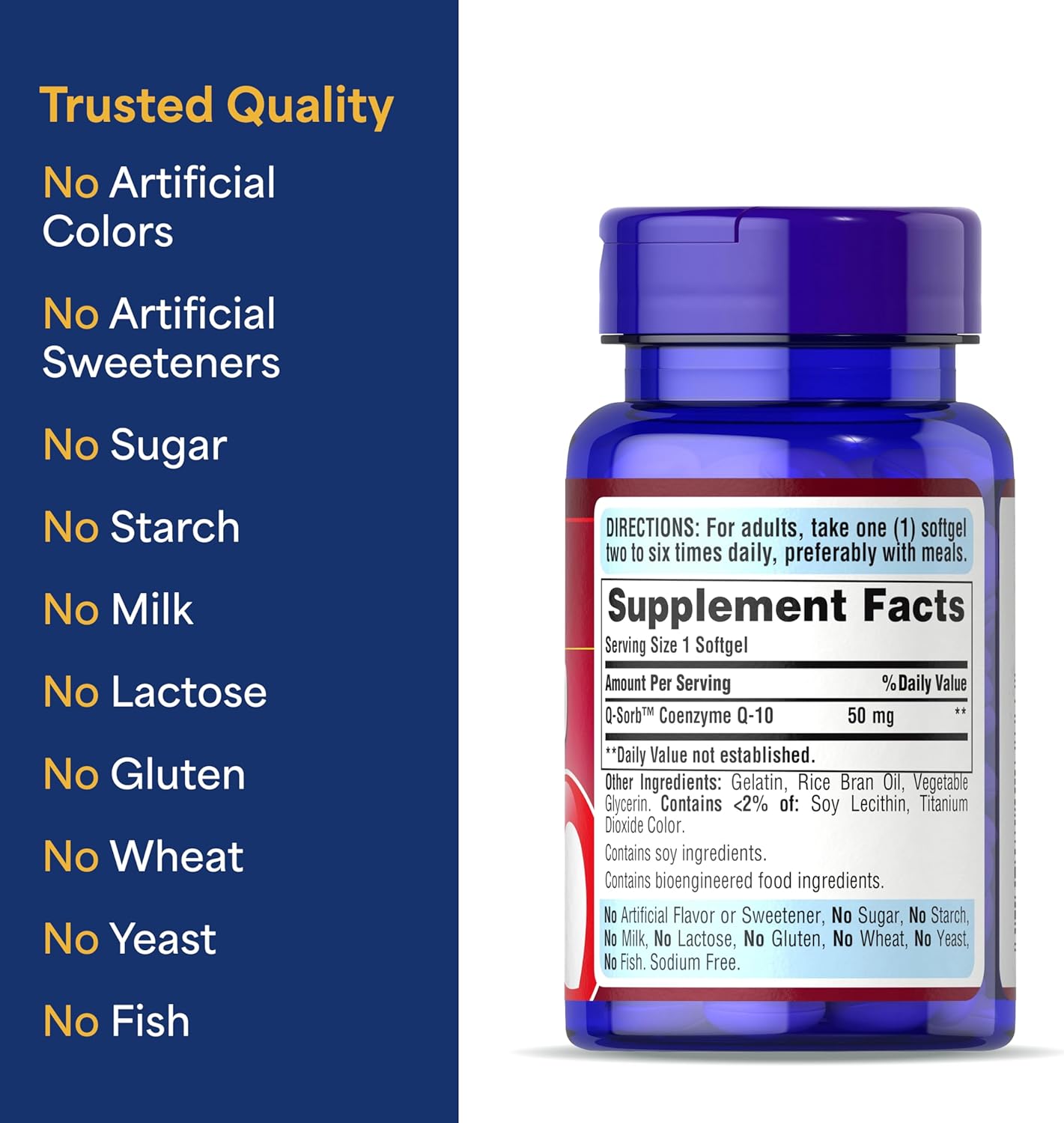 Puritan's Pride Q-Sorb CoQ10 50mg Softgels for Heart Health - 100 Count