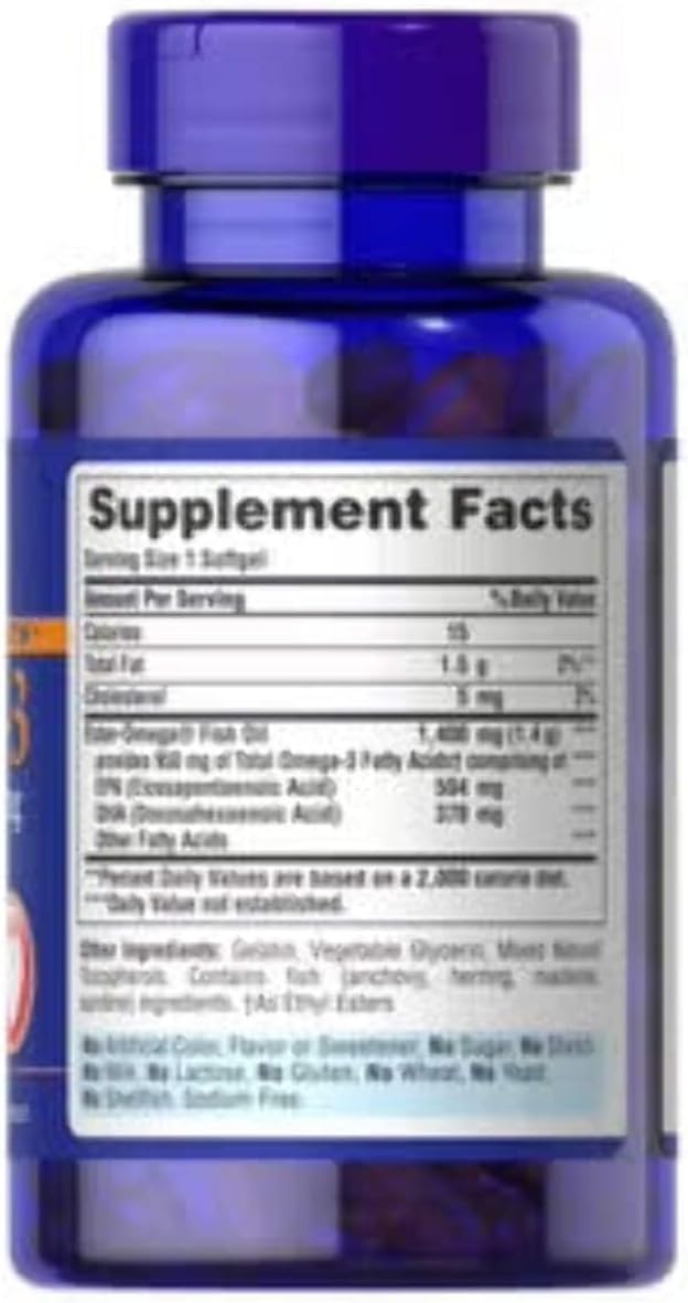 Puritan's Pride Triple Strength Omega-3 Fish Oil 1400mg Dietary Supplement, 240 Softgels for Heart & Joint Health
