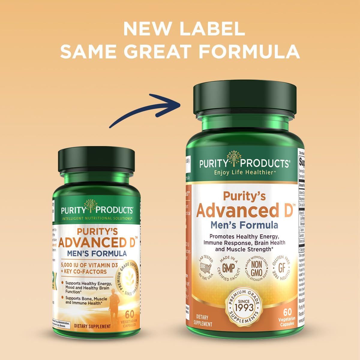 Purity Products Dr. Cannell's Advanced Men's Vitamin D Formula with Vitamin K2 - 60 Vegetarian Capsules