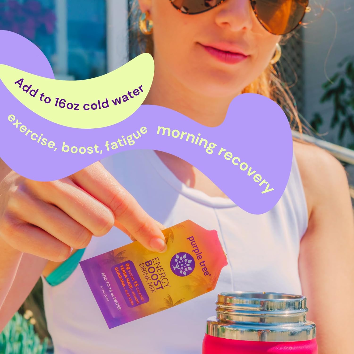 Purple Tree Organic Energy Stick Packets - Zero Sugar, B12 Vitamins, Lemon Ice Tea Flavor - 80mg Caffeine from Yerba Mate & Guarana - 12 To-Go Packs for Preventing Crashing