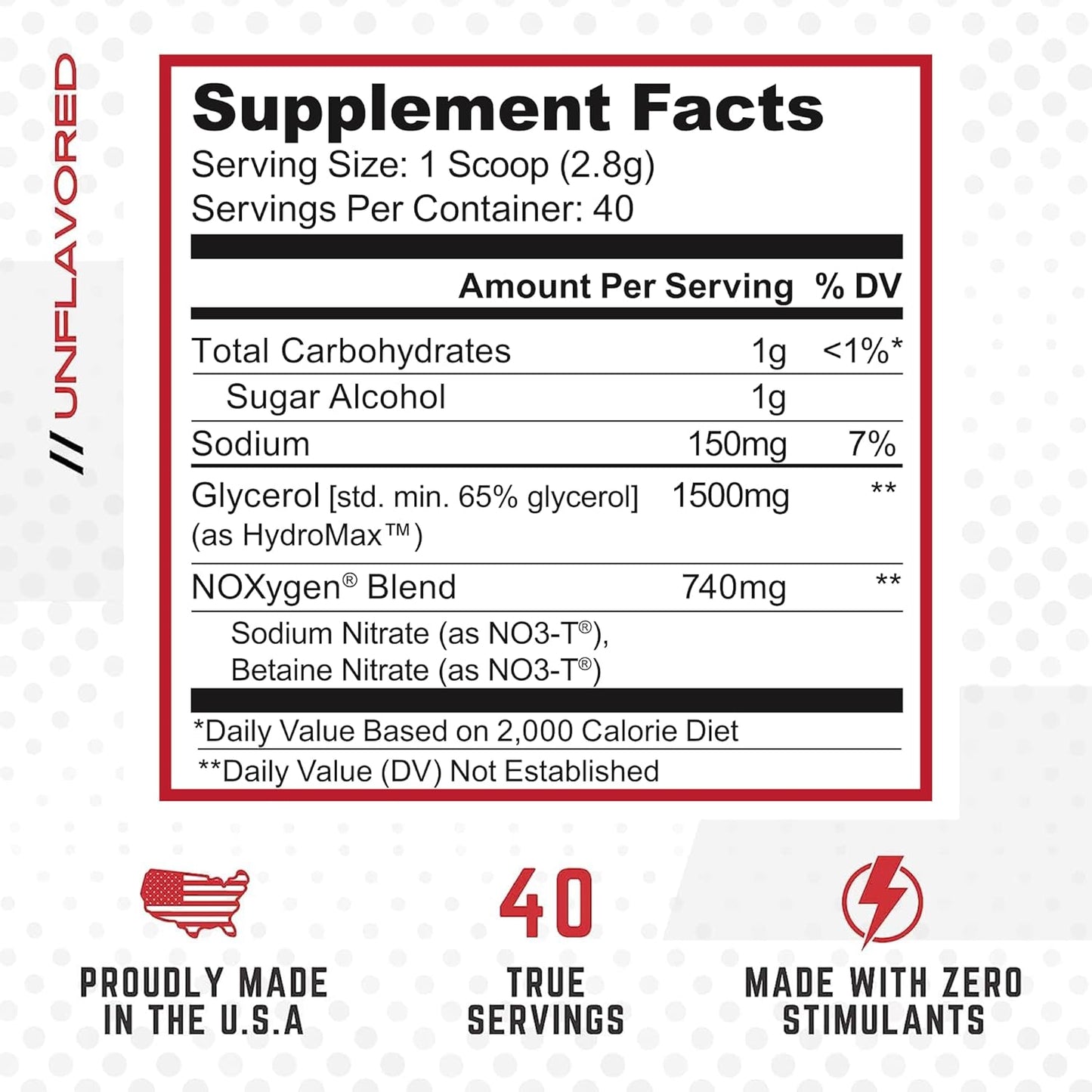 Purus Labs NOXYGEN Powder - 40 Servings, Unflavored - Nitric Oxide Booster Supplement