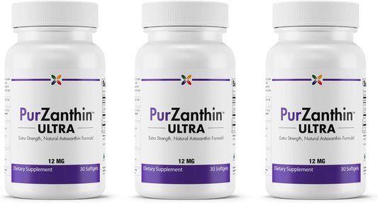 PurZanthin ULTRA Astaxanthin 12mg with Vitamin E - Multi-Benefit Supplement for Exercise, Immunity, Brain, Heart, Eyes, Joints - 90 Softgels (3 Pack)