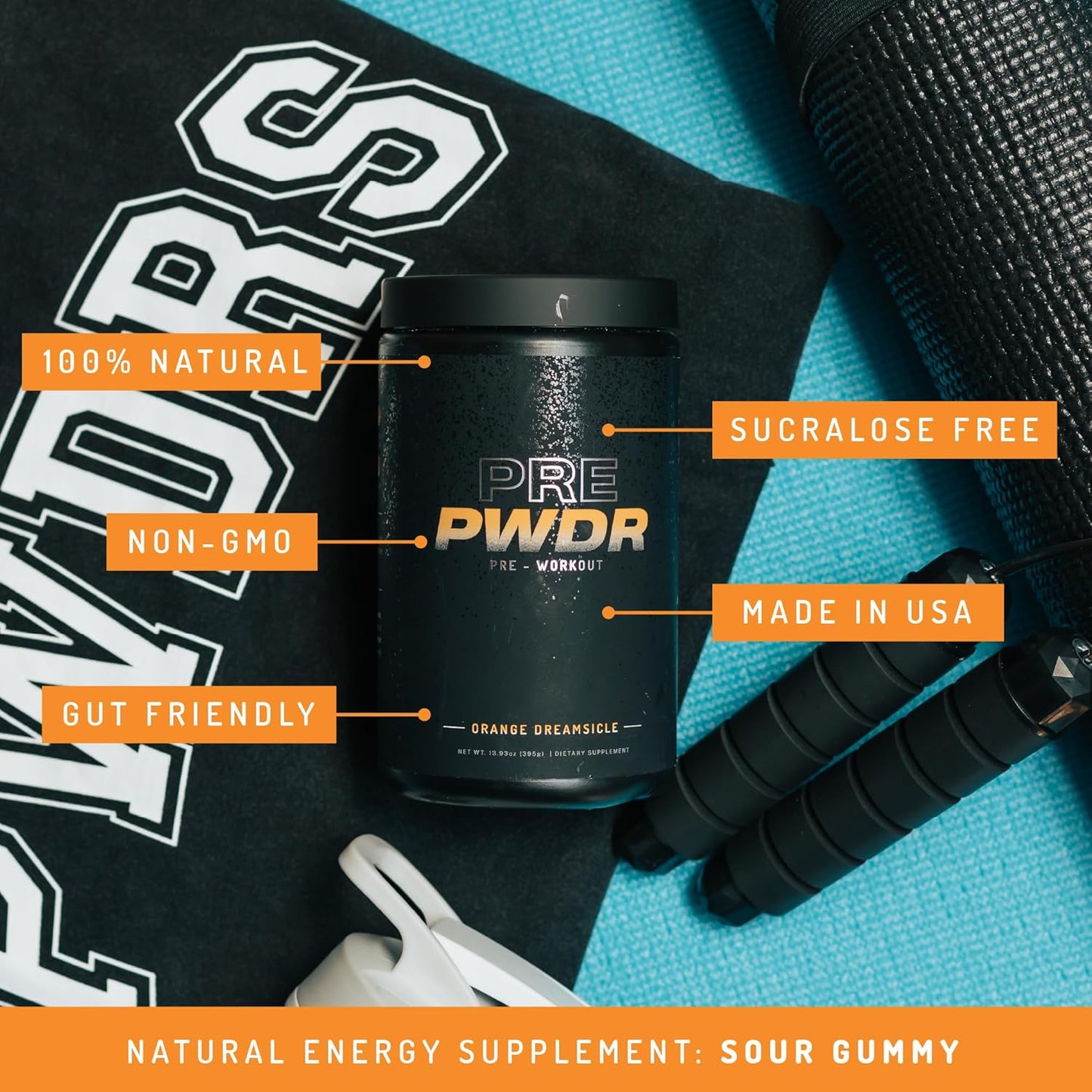 PWDRS PRE Pre-Workout Powder Supplement - Boost Energy, Focus, and Endurance with Caffeine (Orange Dreamsicle Flavor)