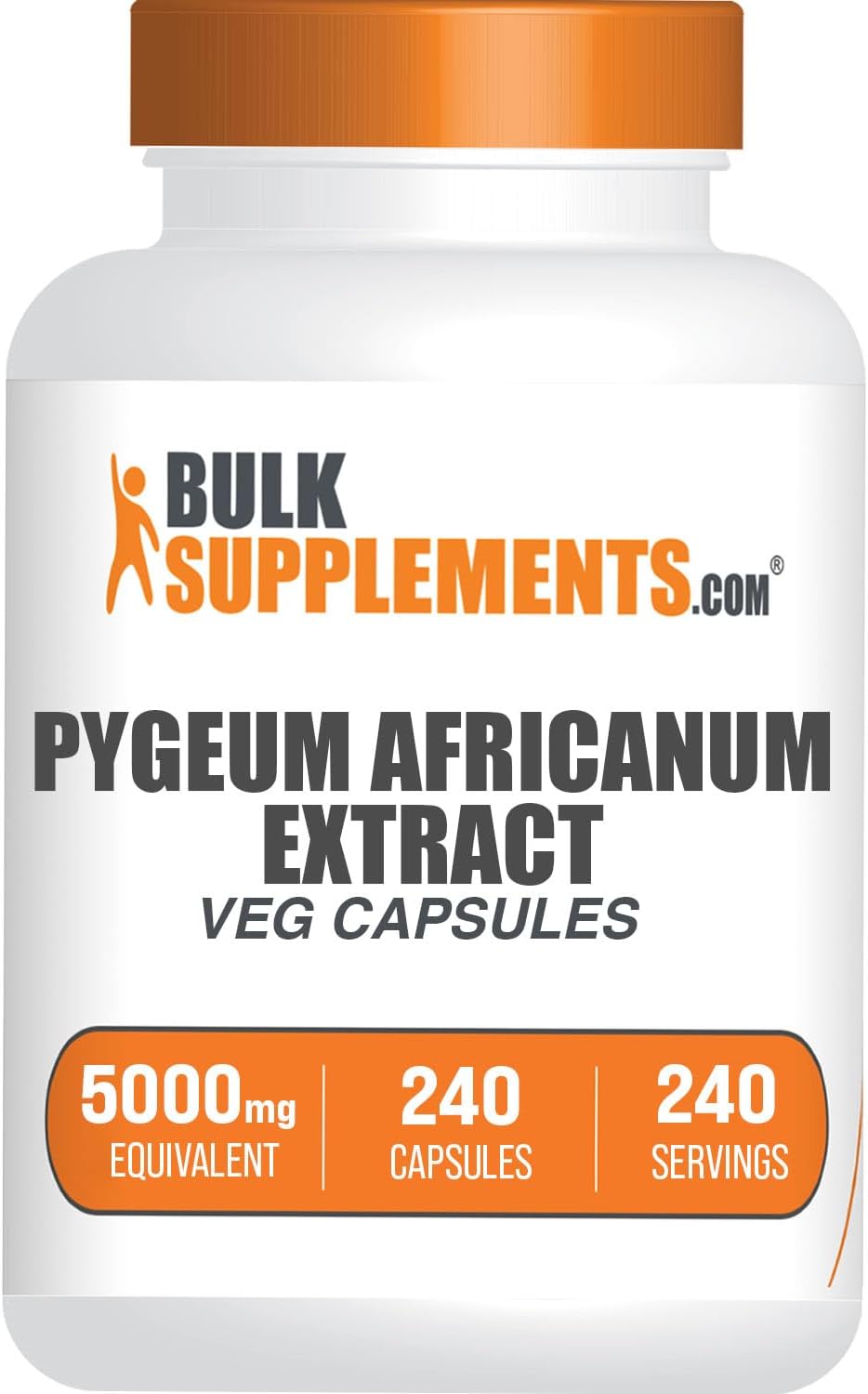 Pygeum Africanum Extract Capsules - 5000mg Pygeum Supplement, Gluten-Free - 240 Veg Capsules in Bulk Pack