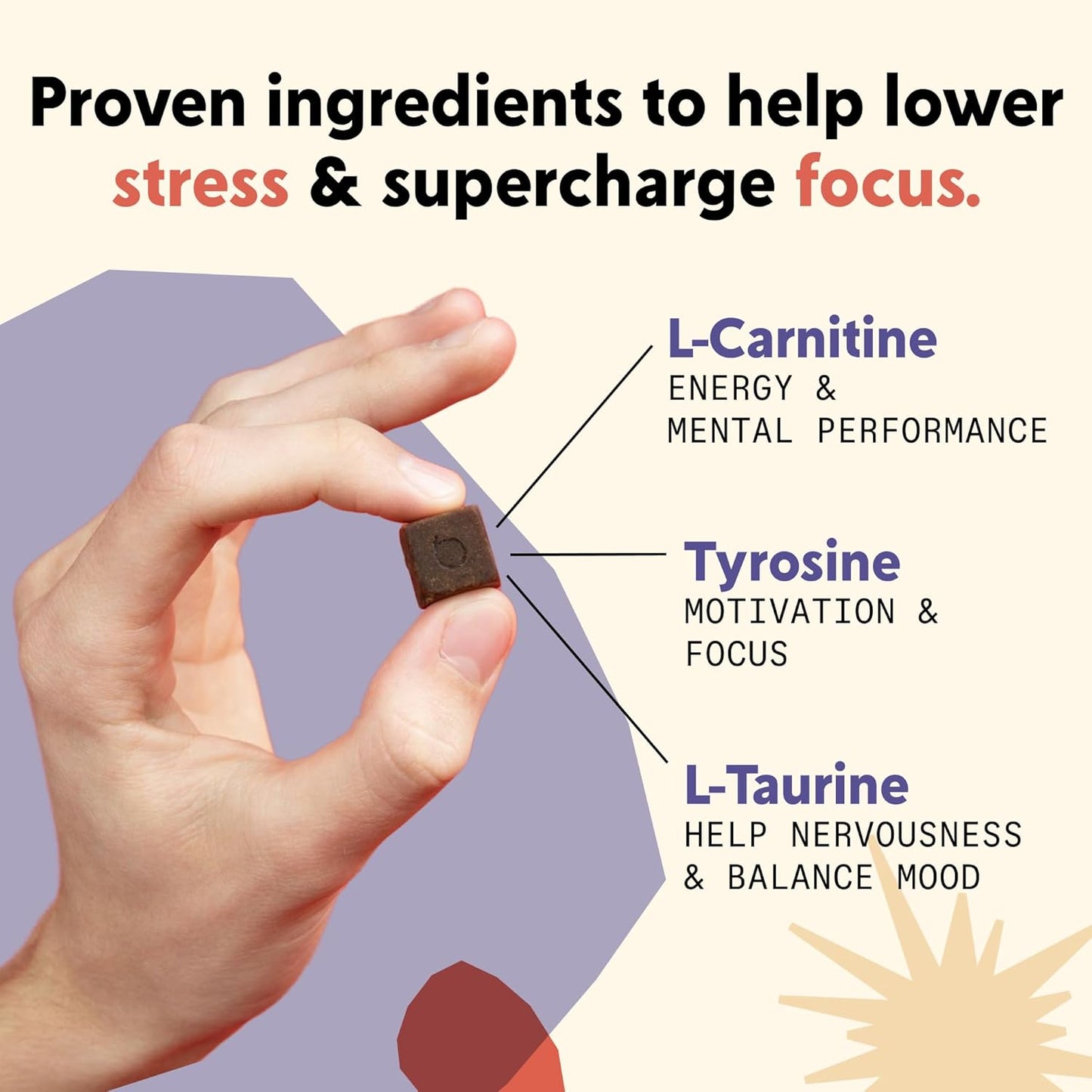 PYM Health Attention Chews - Natural Support for Focus, Productivity, and Procrastination - 20 Count with L-Carnitine, Tyrosine, and L-Taurine - Caffeine-Free USA-Made Mood Boost Supplement