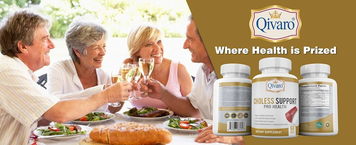 Qivaro Cholesterol & Lipid Management Supplement - Supports Pro Health with Guggul & Garlic Extract - Vegan, Non-GMO - 60 Capsules