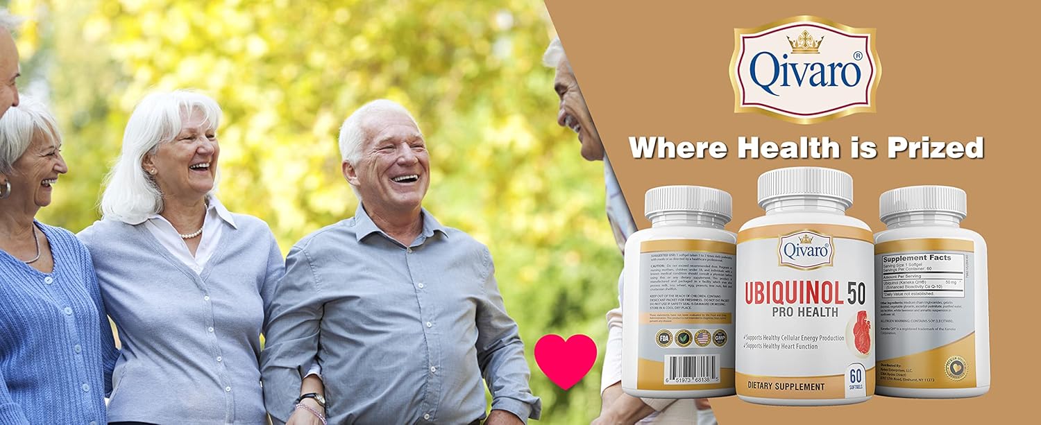 Qivaro QIH23: Ubiquinol 50 Pro Health COQ10 - 60 Capsules - Active Form Antioxidant for Energy & Wellness