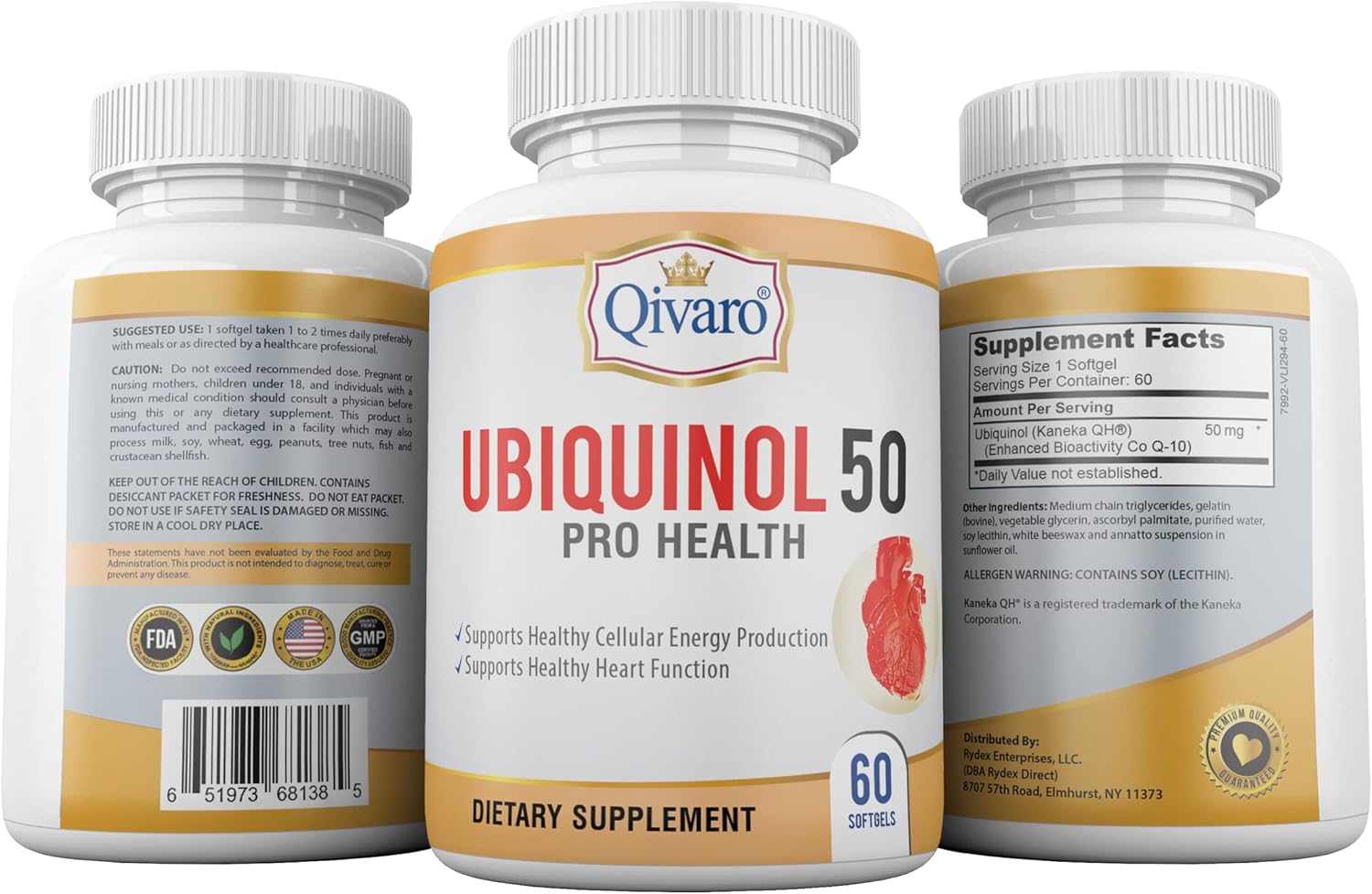 Qivaro QIH23: Ubiquinol 50 Pro Health COQ10 - 60 Capsules - Active Form Antioxidant for Energy & Wellness