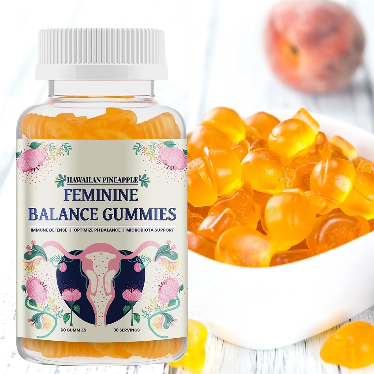 Qiyvipo Hawaiian Pineapple Feminine Balance Gummies for Women - Vegan & Gluten-Free pH & Immune Support (1)
