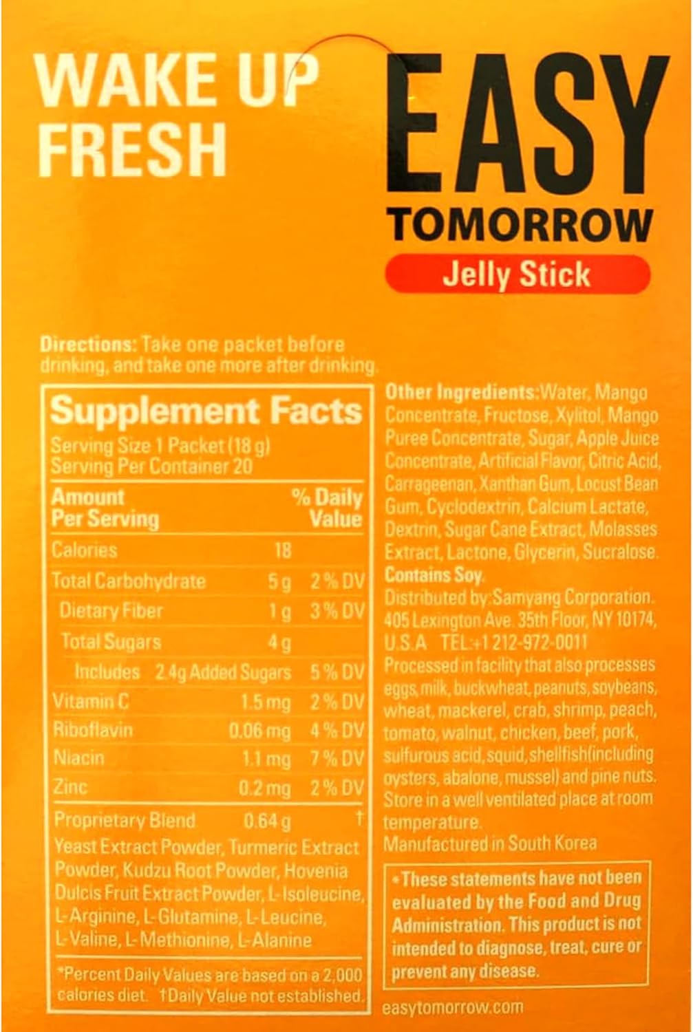 Q.one Easy Tomorrow Mango Jelly Stick for Morning Rescue & Increased Energy (2 Sticks)