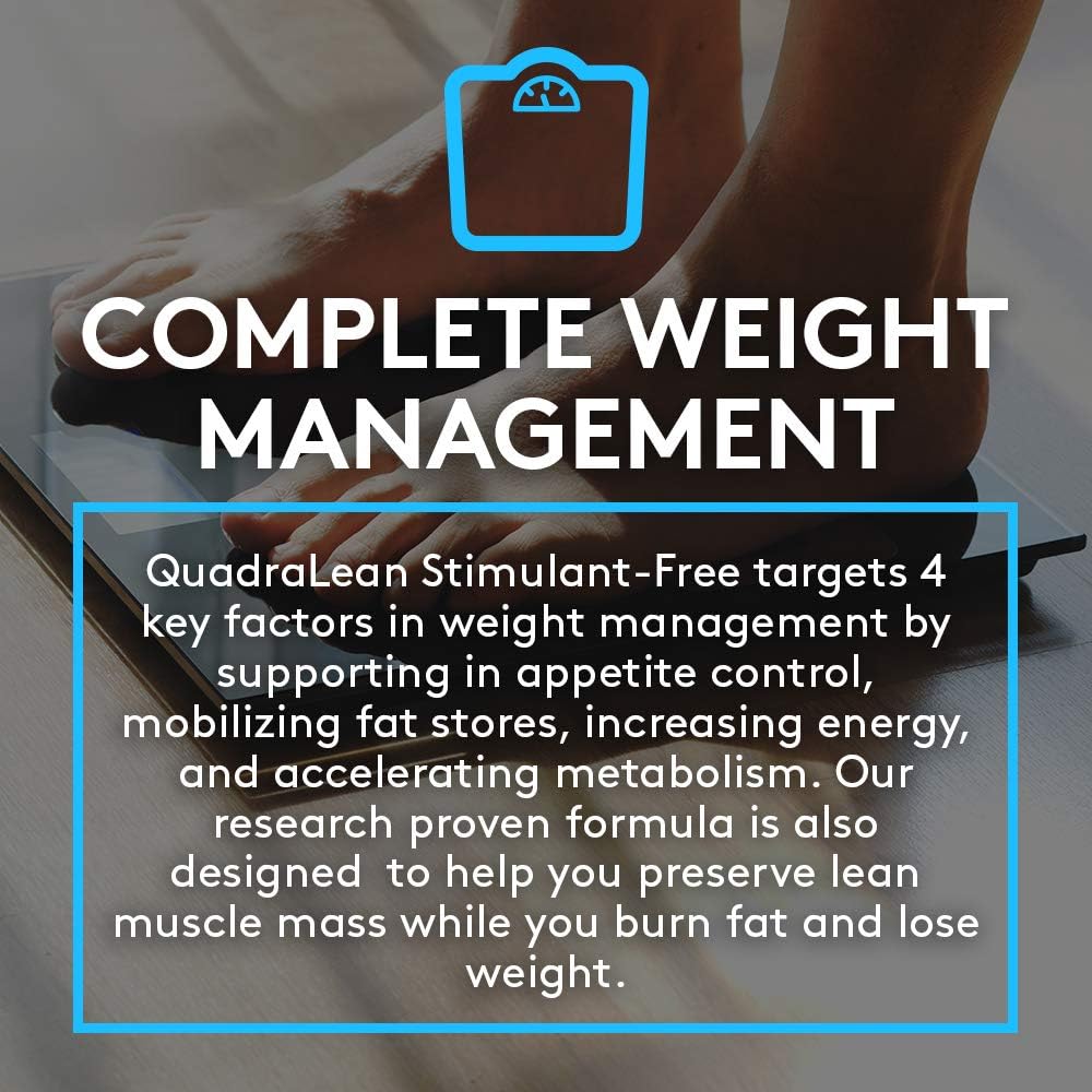 QuadraLean by RSP Nutrition - Stimulant-Free Weight Management Supplement with Metabolism Boosters, Energy Enhancers, and Appetite Support - Non-Stim Formula with CLA, L-Carnitine, and Green Tea Extract - 50 Servings