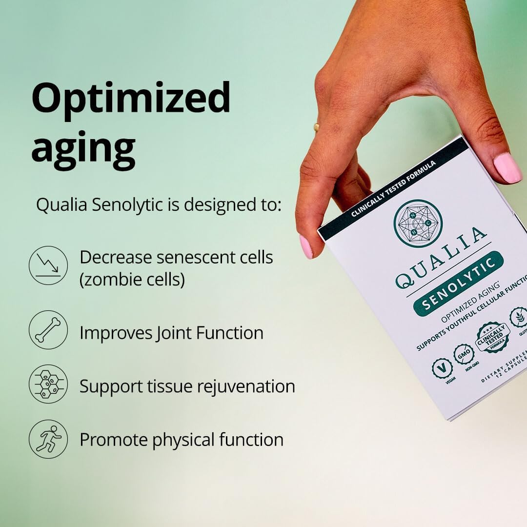 Qualia Senolytic Supplement: Fisetin, Quercetin, Piperlongumin - Optimal Cell Repair & Rejuvenation, 1 Month Supply