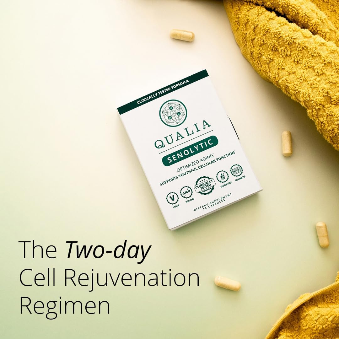 Qualia Senolytic Supplement: Fisetin, Quercetin, Piperlongumin - Optimal Cell Repair & Rejuvenation, 1 Month Supply