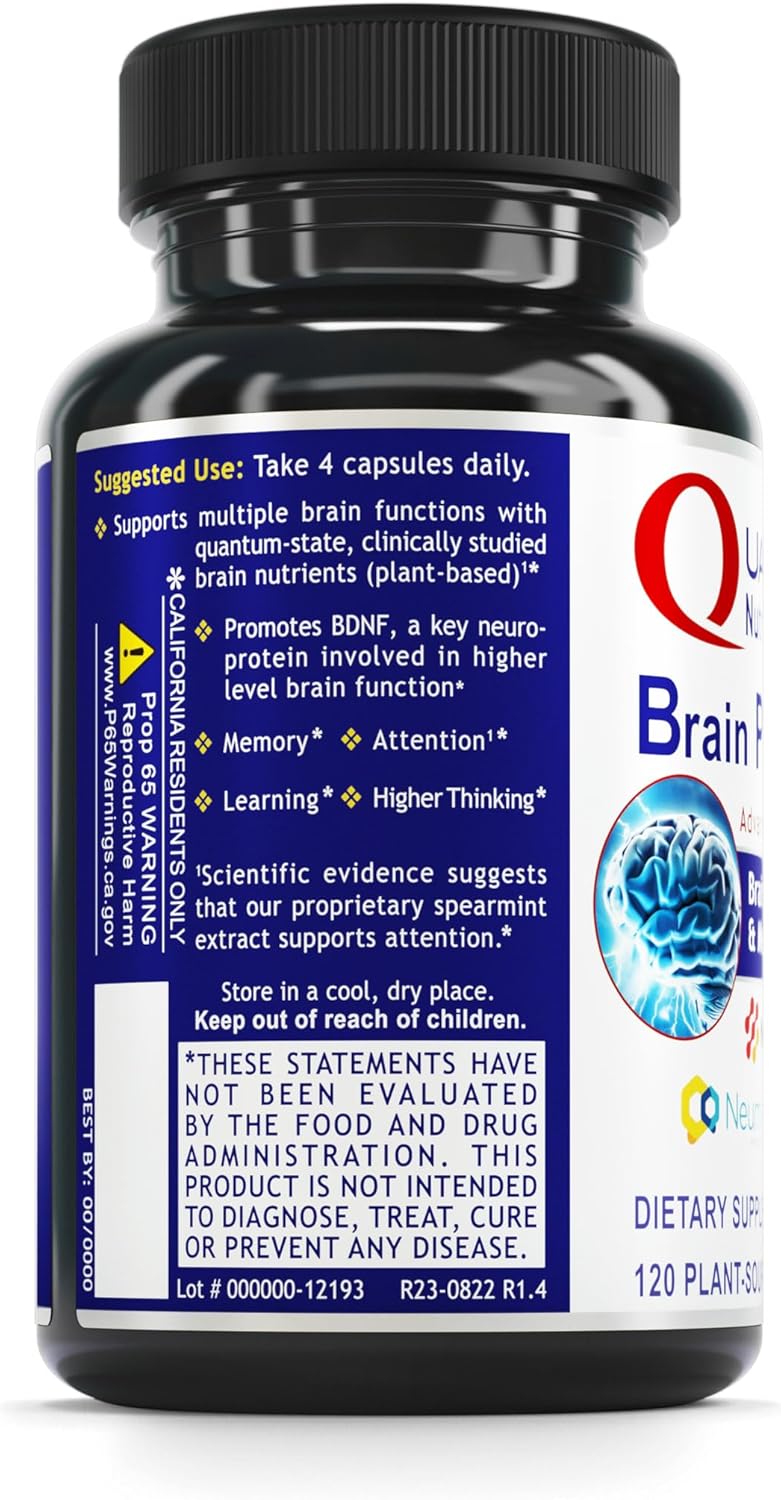 Quantum Nutrition Labs Brain Prodigy - Memory and Focus Supplement for Adults - 120 Vegetarian Capsules