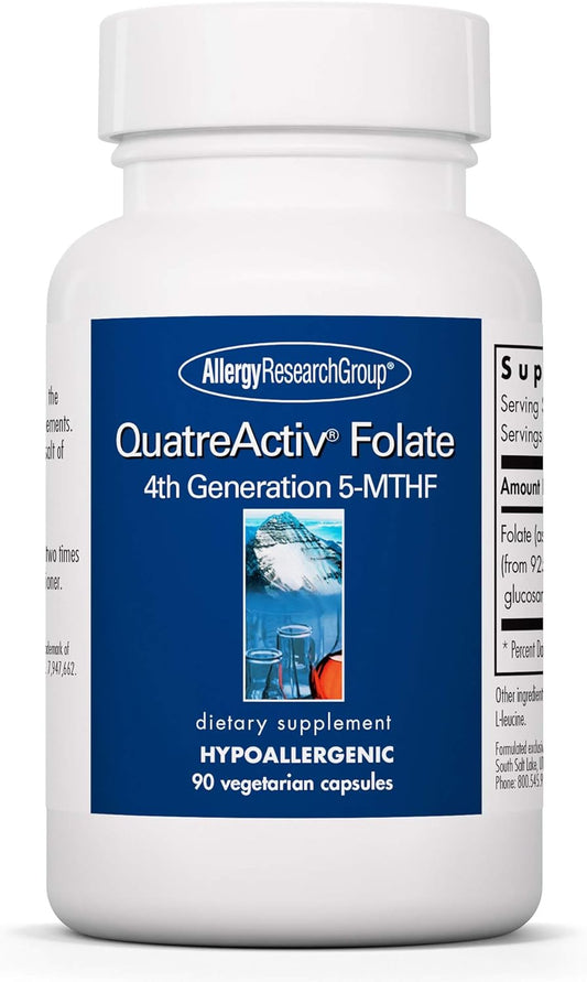 QuatreActiv Folate Supplement - Methylfolate for Methylation Support - 90 Vegetarian Capsules