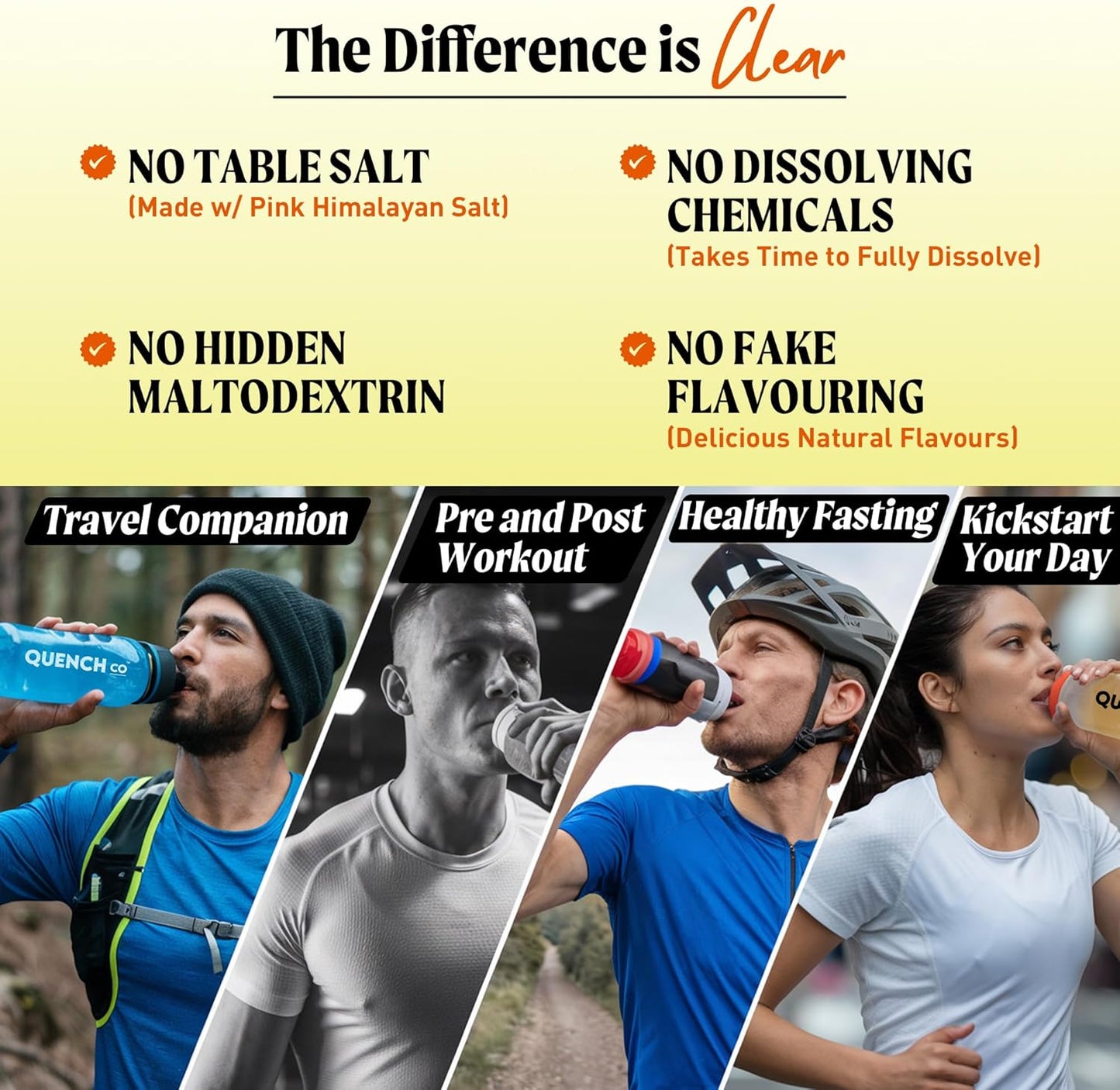 Quench Electrolyte Tablets 40 Count - Instant Hydration with No Sugar, Fasting Electrolytes for Optimal Support - Watermelon, Orange, Mixed Berry, Lemon Flavors