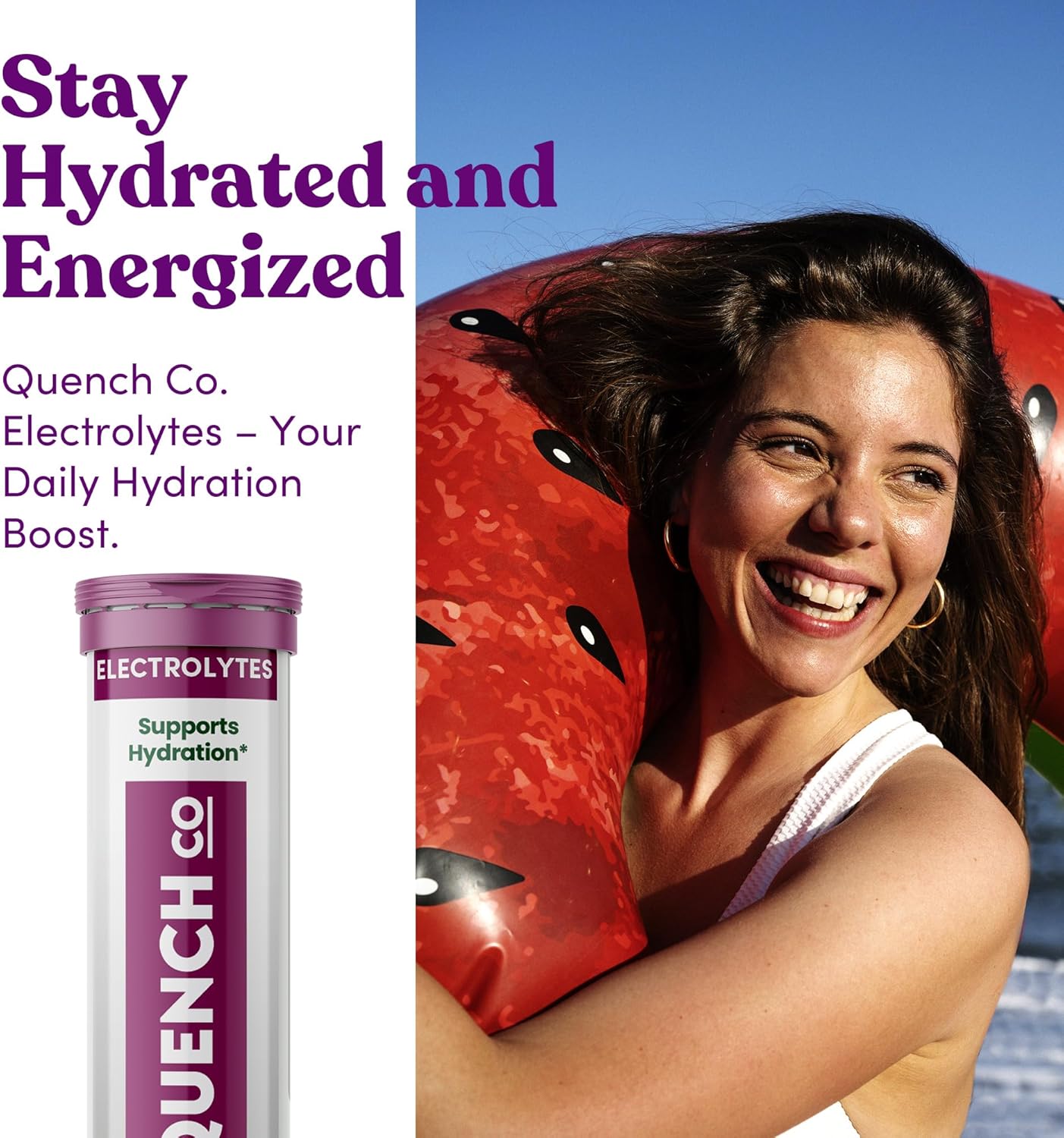 Quench Electrolyte Tablets 40 Count - Instant Hydration with No Sugar, Fasting Electrolytes for Optimal Support - Watermelon, Orange, Mixed Berry, Lemon Flavors