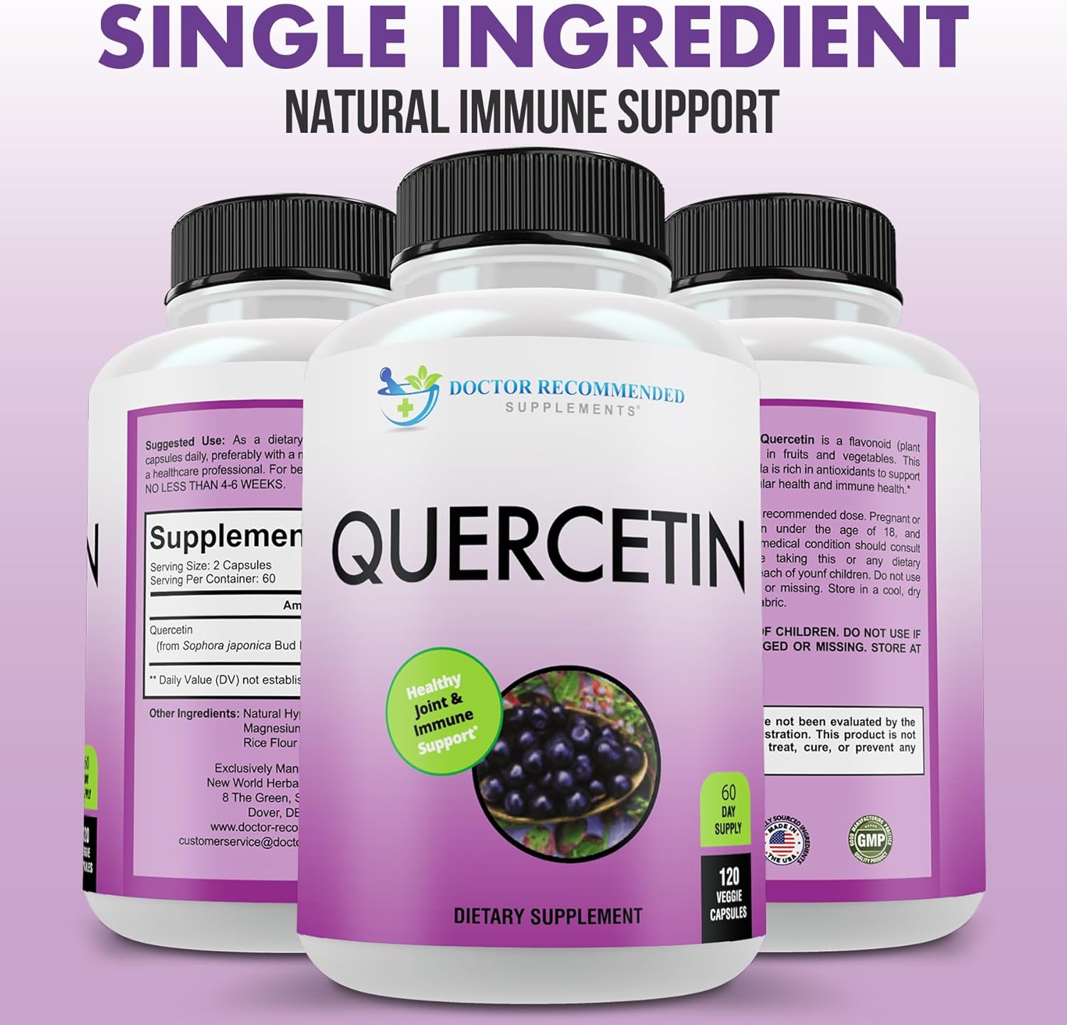 Quercetin 1000mg Doctor Recommended Supplements - Vegan & Non-GMO (360 Veggie Capsules)