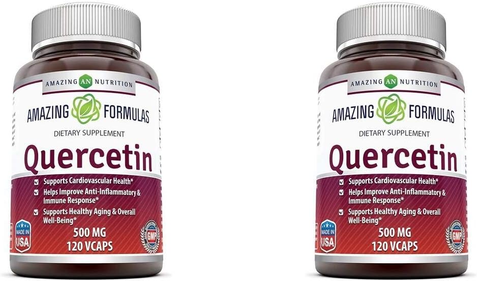 Quercetin 500mg Dietary Supplement - Vegan Capsules, Non-GMO, Gluten Free - Boost Your Health with a Balanced Diet and Exercise Plan
