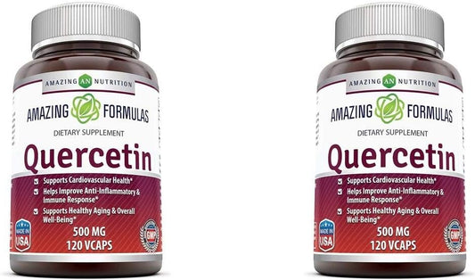 Quercetin 500mg Dietary Supplement - Vegan Capsules, Non-GMO, Gluten Free - Boost Your Health with a Balanced Diet and Exercise Plan