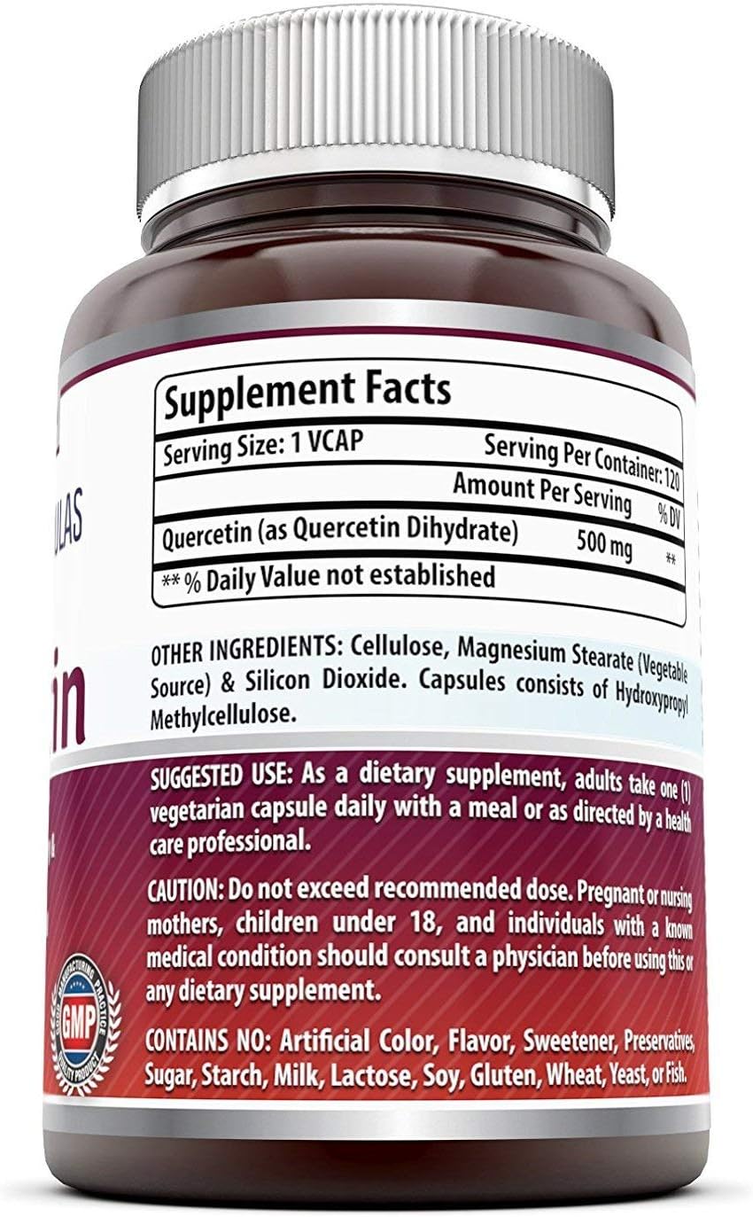 Quercetin 500mg Dietary Supplement - Vegan Capsules, Non-GMO, Gluten Free - Boost Your Health with a Balanced Diet and Exercise Plan