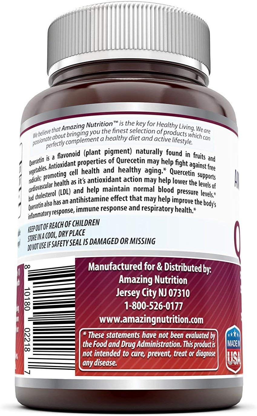 Quercetin 500mg Dietary Supplement - Vegan Capsules, Non-GMO, Gluten Free - Boost Your Health with a Balanced Diet and Exercise Plan